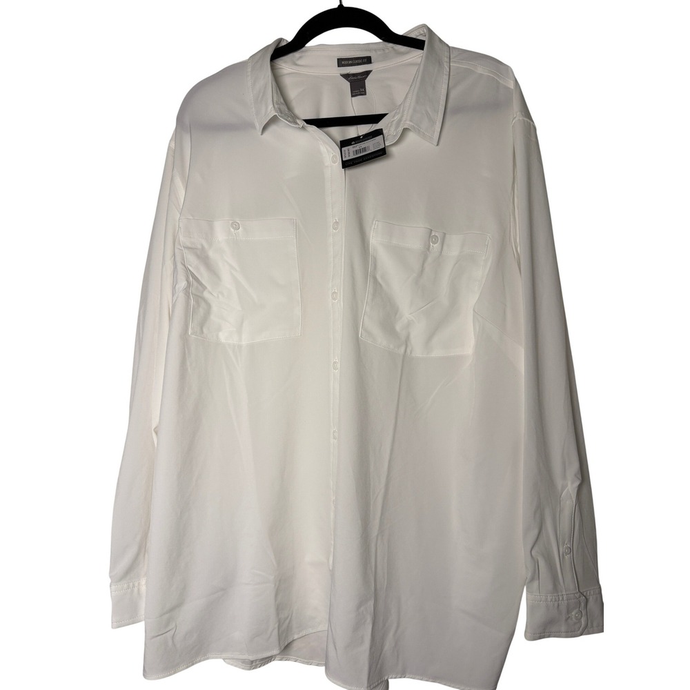 Eddie Bauer Women Departure 3.0 LS Shirt Snow White Modern Classic Fit 3X New